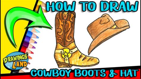 How To Draw Cowboy Hat And Boots Easy Step By Step Youtube