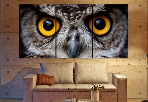 Owl Wall Art 3 Canvas Panelsowl Artowl Wall Artowl Wall Decorowl