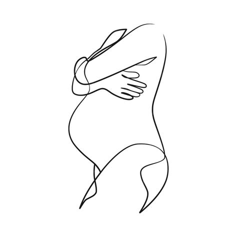 Premium Vector Pregnant Woman Continuous Line Art