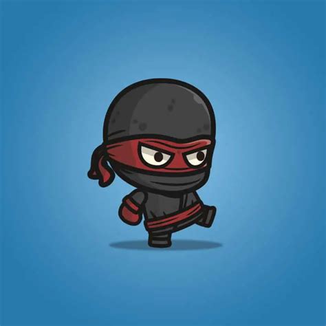Black Ninja 2d Chibi Charcater Sprite Tokegameart