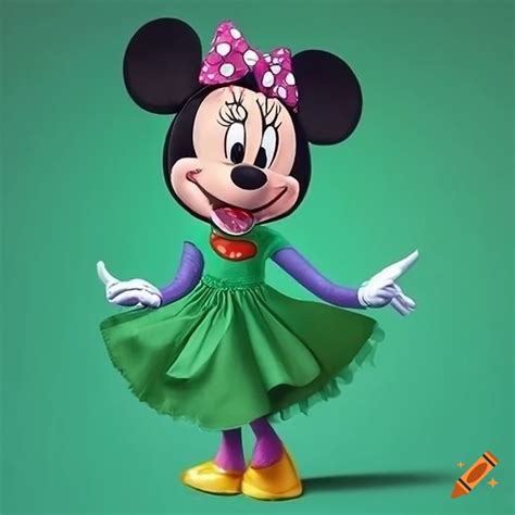Minnie Mouse Wearing A Green Dress On Craiyon