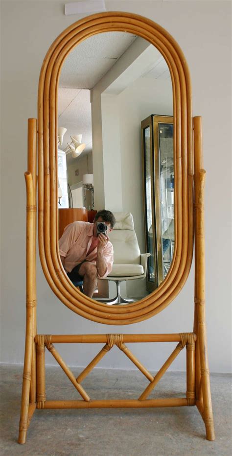 Free standing floor mirrors full length rectangular silver beveled. Rattan Cheval Mirror at 1stdibs