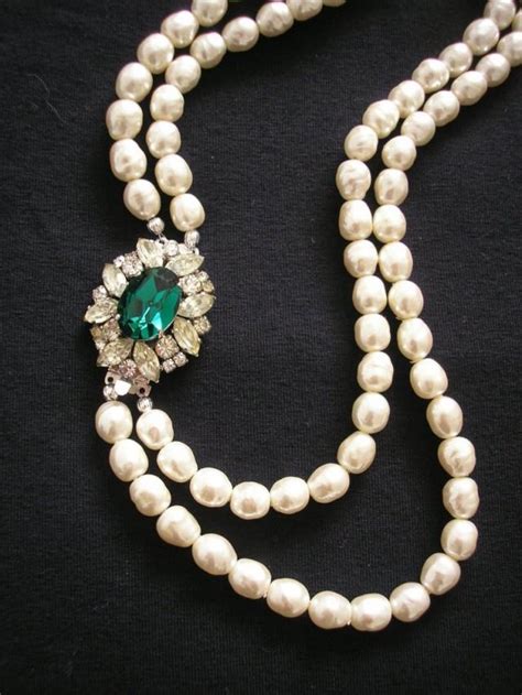 Baroque Pearl Necklace Bridal Pearls Set Ivory And Emerald Pearl Necklace With Side Clasp