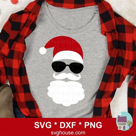 Santa With Sunglasses Svg Dxf And Png Files For Cricut And Etsy Uk Dxf Svg Png