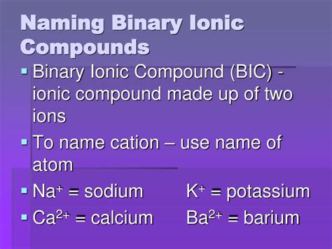 Ppt Names And Formulas Of Ionic Compounds Powerpoint Presentation