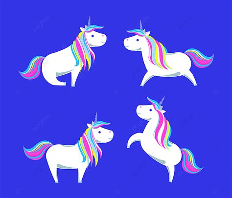 Unicorn Horn Vector Png Images Happy White Unicorns With Rainbow Color