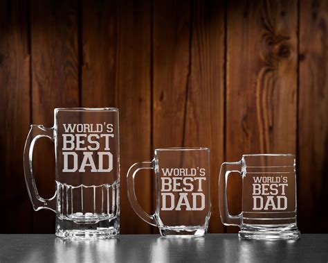 World S Best Dad Personalized Etched Glass Beer Mug Etsy