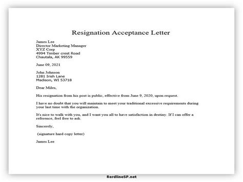 3 Useful Resignation Acceptance Letter Sample And Template Redlinesp