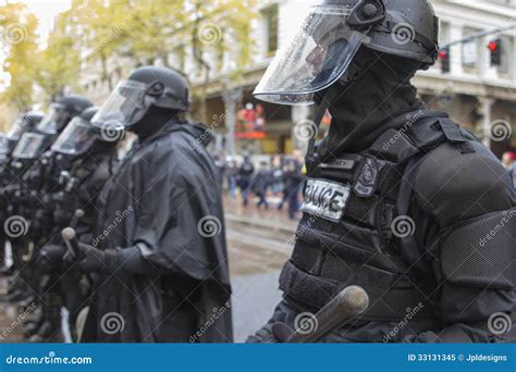 Portland Police In Riot Gear During Occupy Portland 2011 Protest Editorial Image Image 33131345