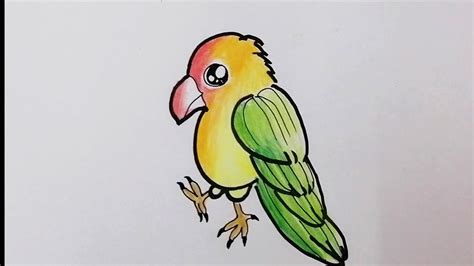 How To Draw A Cute Parrot Drawing For Kids Youtube