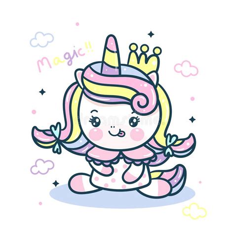 Cute Little Princess Cartoon Fairy Unicorn Birthday Cake Party Kawaii