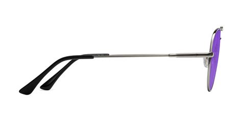 Silver Flexible Titanium Aviator Tinted Sunglasses With Purple Sunwear Lenses Dawn