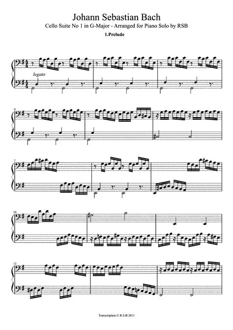 Cello Suite No1 In G Major Bwv 1007 Bach Johann Sebastian Imslp Free Sheet Music Pdf
