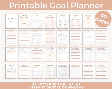 Printable Annual Goals Planner Goal Template Pdf To Do List Tracker