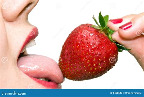 girl eating a strawberry closeup stock image image of fruit mouth 5498543