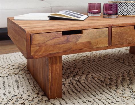 Coffee Table Solid Wood Sheesham Design Living Room Table 110 X 60 Cm