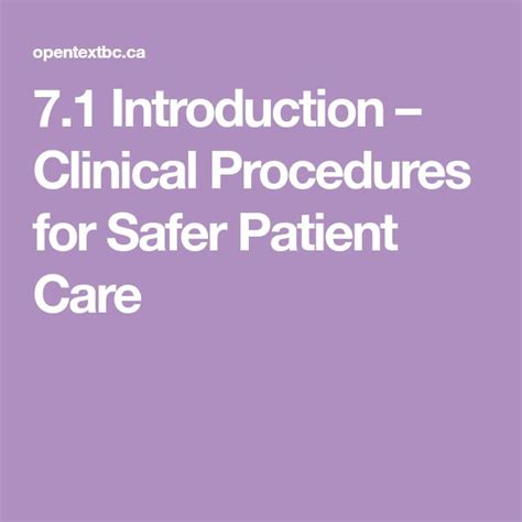 Introduction Clinical Procedures For Safer Patient Care Patient