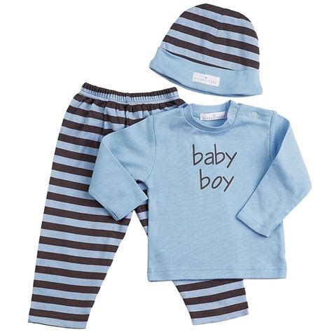 Chocolate Wblue Stripes 3 Piece Fashion Set By Elegant Baby Baby Boy