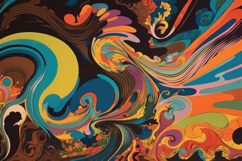 Premium Ai Image Vintage Psychedelic Poster Of Colorful Swirling