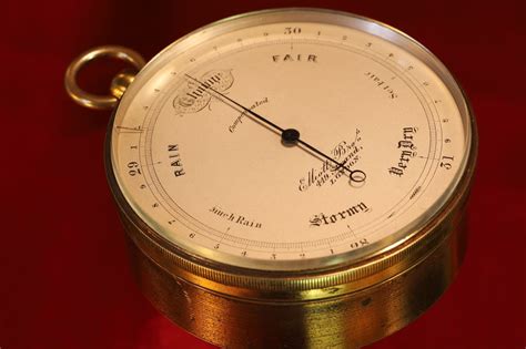 Antique Pocket Barometer With Very Unusual Double Fusee By Elliott