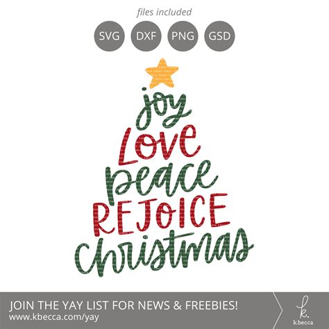 Joy Love Peace Tree Svg Cut Files Commercial Licensing Available