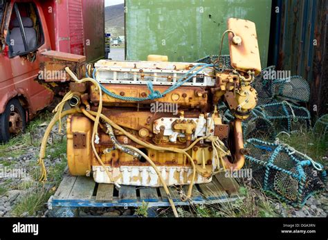 Old Caterpillar Tractor Engine Stock Photo Alamy