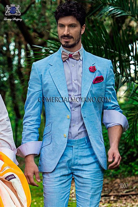 Bespoke Sky Blue Cotton Linen Suit 1007 Mario Moreno Moyano