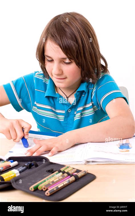 Young Student Doing Homework Stock Photo Alamy