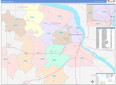 Dubuque County Ia Wall Map Color Cast Style By Marketmaps Mapsales