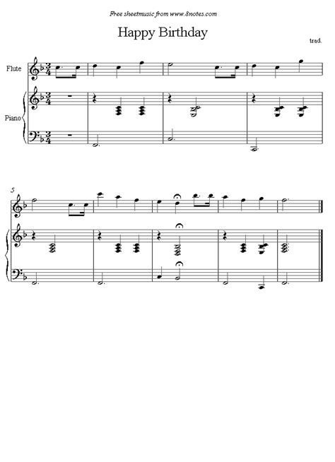 Happy Birthday Sheet Music For Flute