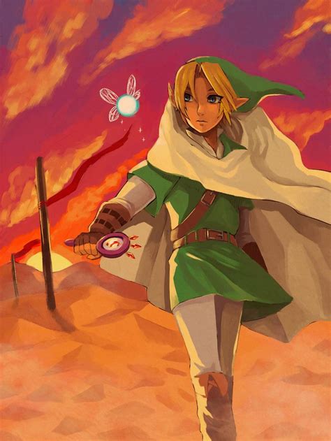 Legend Of Zelda Ocarina Of Time Art Link And Navi Traveling Through