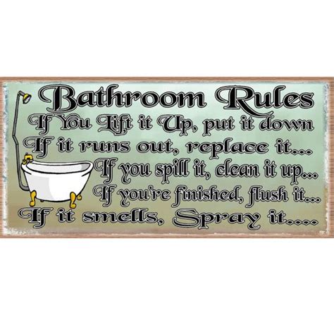 Bathroom Rules Plaque Gs751 Bathroom Rules On Wood Plaque With Toilet