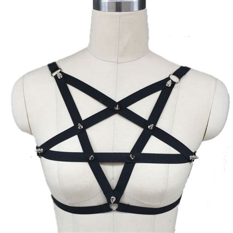 new black pentagram harness cage bra exotic apparel lingerie sexy hot bondage body cage harness