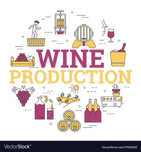 Linear Concept Wine Production Royalty Free Vector Image