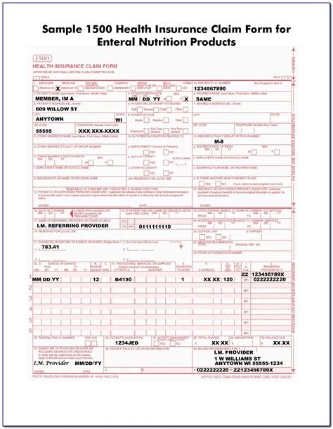 Printable Cms 1500 Form Sample Printable Forms Free Online