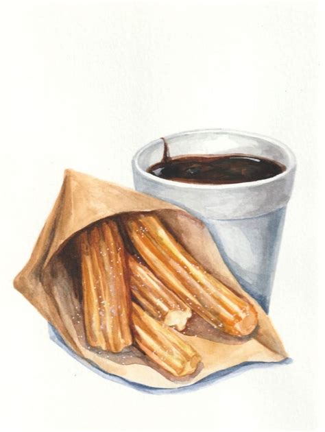 Churros With Chocolate 🍫 Food Illustration Art Watercolor Food