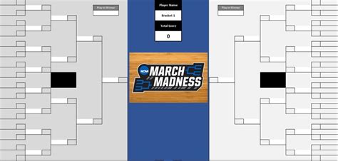 Ncaa March Madness Tournament Bracket Excel Spreadsheet Etsy