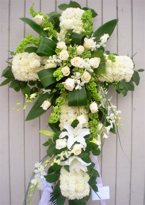 Funeral Cross Sympathy Rose Lily And Orchid Combination In