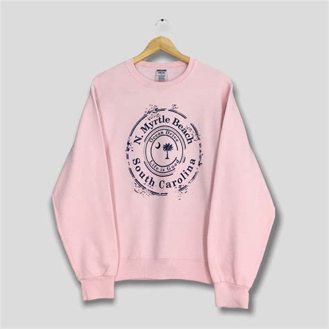 Vintage North Myrtle Beach Pink Sweatshirts Small N Myrtle Beach South Carolina Spell Out