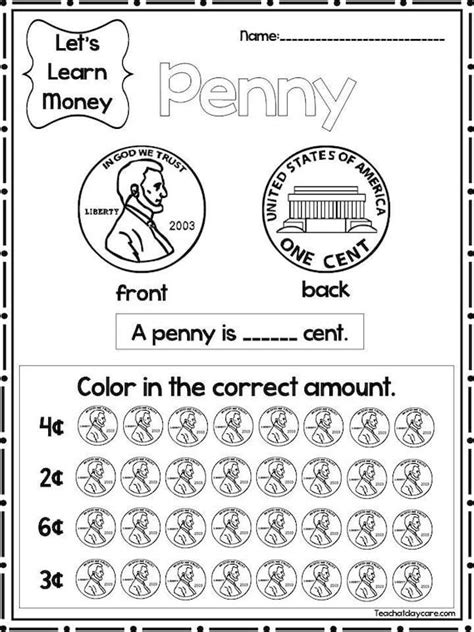 12 Printable Lets Learn Money Worksheets Kdg2nd Grade Etsy Money