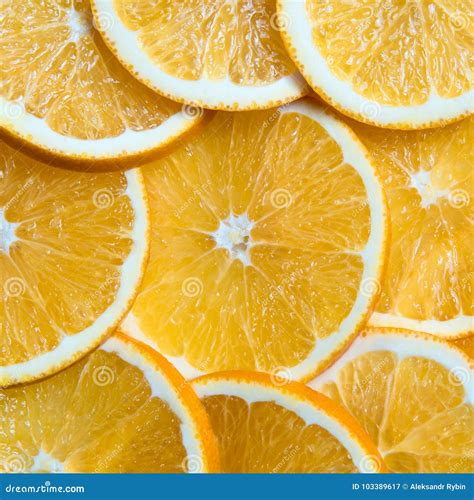 Sliced Oranges Background Bright Fresh Fruit Cut Into Even Slices