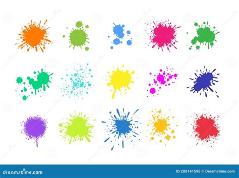 Paint Splashes Grunge Colored Splatters Blotter Spots Liquid Paint