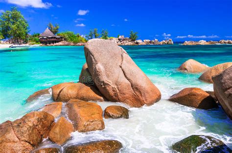 Most Beautiful Tropical Beaches Seychelles Islands Stock Image