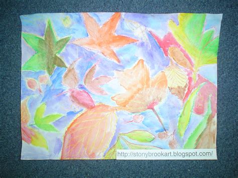 Mrs Beltons Artists Watercolor And Crayon Resist Leaves Grade 3