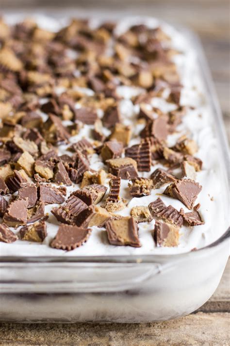 These cookies are great for birthday parties and events. Peanut Butter Cup Ice Cream Dessert - Lovely Little Kitchen