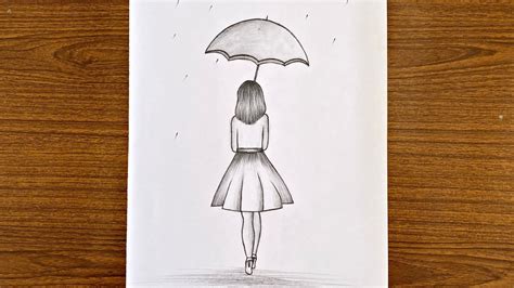 How To Draw A Girl With Umbrella Step By Step Easy Drawing For Girls