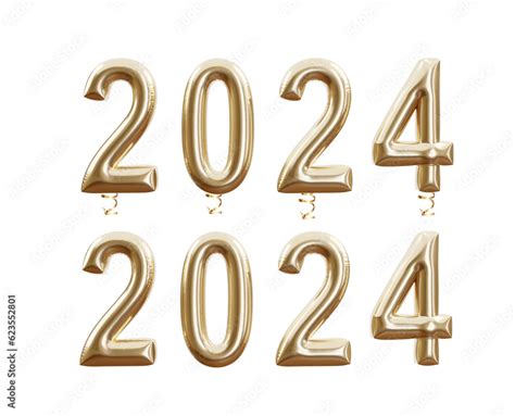 Happy New 2024 Year Holiday 3d Rendering Illustration Of Golden