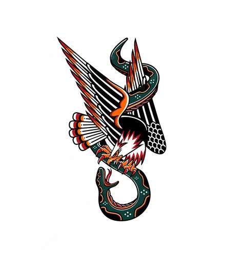 Premium Vector Traditional Tatoo Eagle Snake