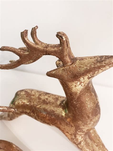 Vintage Gold Resin Reindeer Decor Christmas Decor Deers Etsy