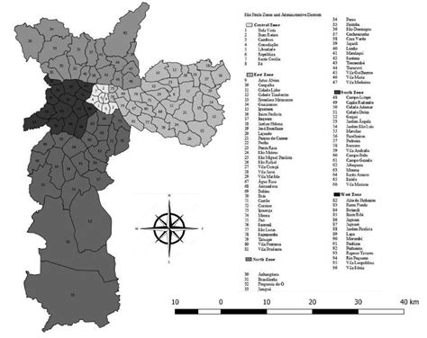 Territorial division of the city of São Paulo in five zones Central Download Scientific